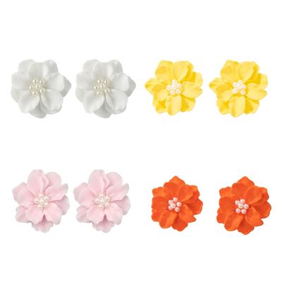 1 Paio di Orecchini a Fiore di Camelia Grandi Arancio Rosa Bianco Giallo per Donne Eleganti Orecchini a Bottone Gioielli Durevoli e Utili