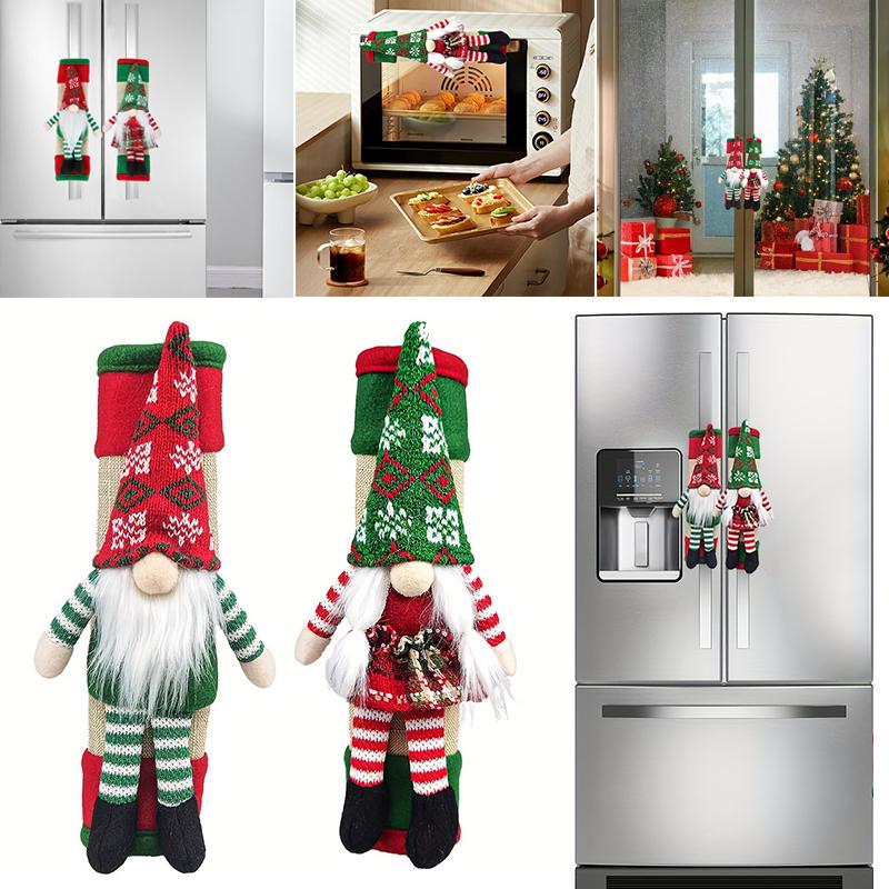 Christmas Refrigerator Door Handle Cover Recyclable Party Ornaments Easy to Install Handle Cover Funny 2PCS/Set