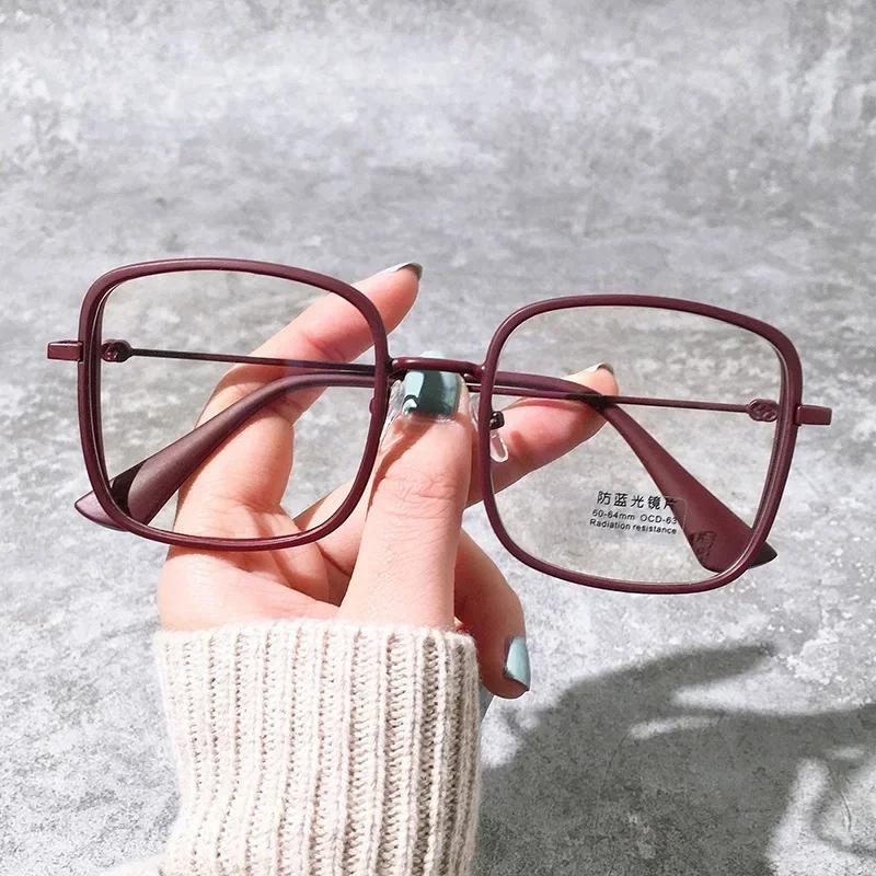 Large Square Frame Woman Glasses Girl Transparent Reading Glass High-definition Anti-blue Light Computer Eyeglass