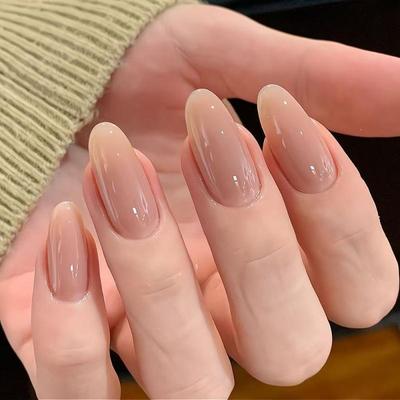 Manucure Amande Nue de la Concubine Hua: Autocollants d'ongles portables faits à la main pour un look haut de gamme (Style 2025)