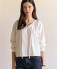 OURHOPE Peach Ribbon Shirring Blouse - Ivory