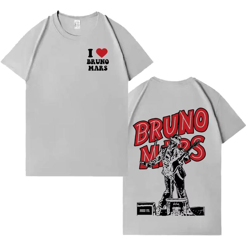 2026 Rapper Bruno Mars Hip Hop Double Sided Print T Shirts Mens Aesthetic Tshirt Casual Summer Tee Shirt Unisex Streetwear