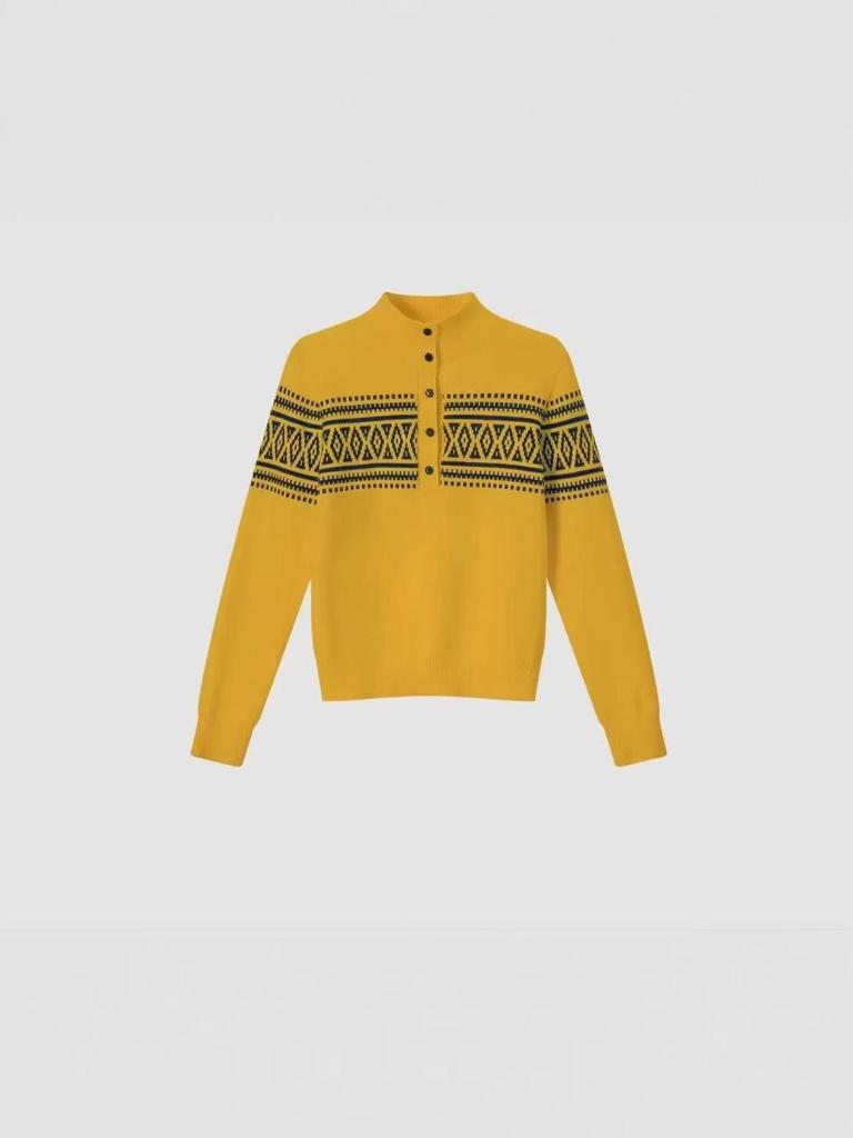 2026 Fair Isle Design Women's Wool Pullover - Skin-friendly, Warm Half-high Neck for Spring & Autumn