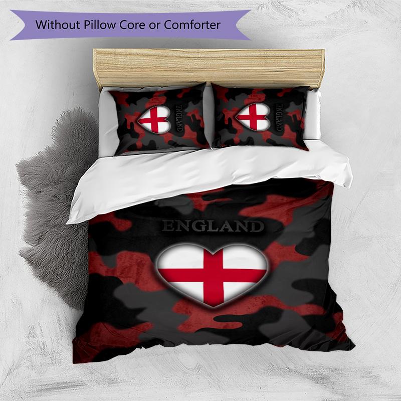 Set Biancheria da Letto Stampata Calcio Inghilterra 3 Pezzi Copriletto Traspirante Accogliente come Regalo per la Casa Nuova o per le Feste