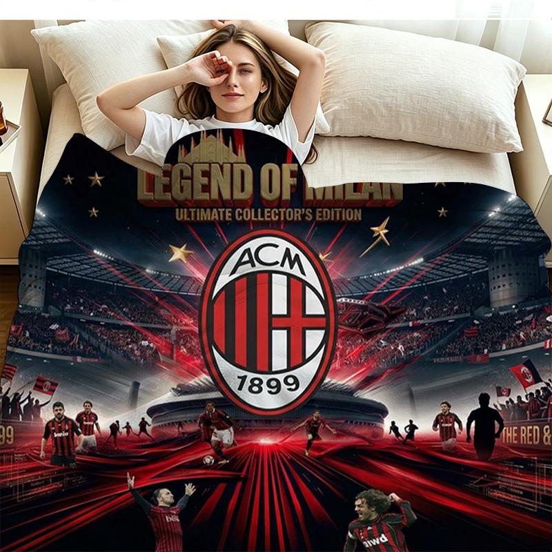 AC Milan Print Flannel Blanket High Quality Warm Comfortable Cover for All Seasons Perfect for Gifts Home Decor