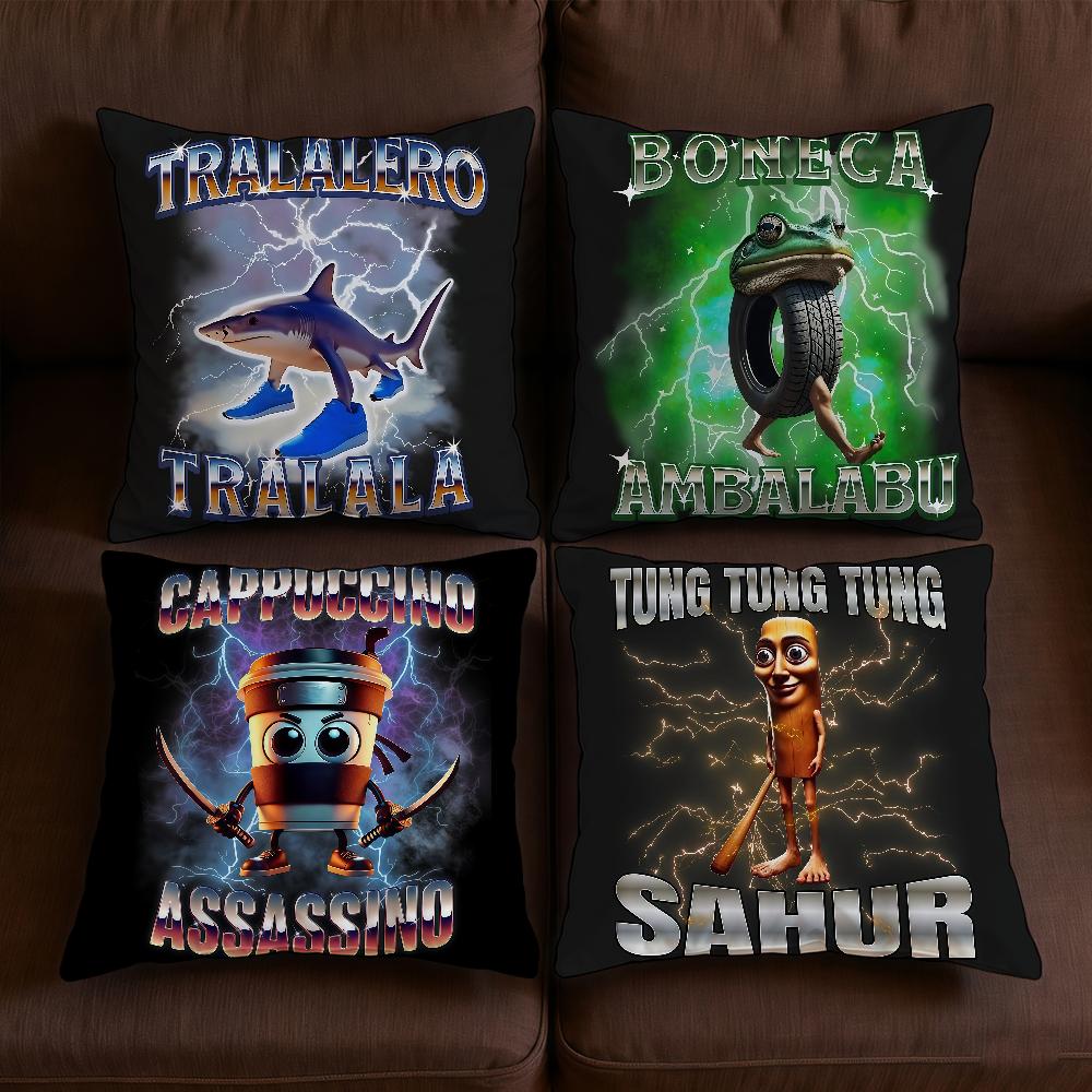 Creative Cushion Cover Soft Case Animal Brainrot Sofa ITALlAN Living Room Home Comfortable Office Decor Protective Pillow Covers