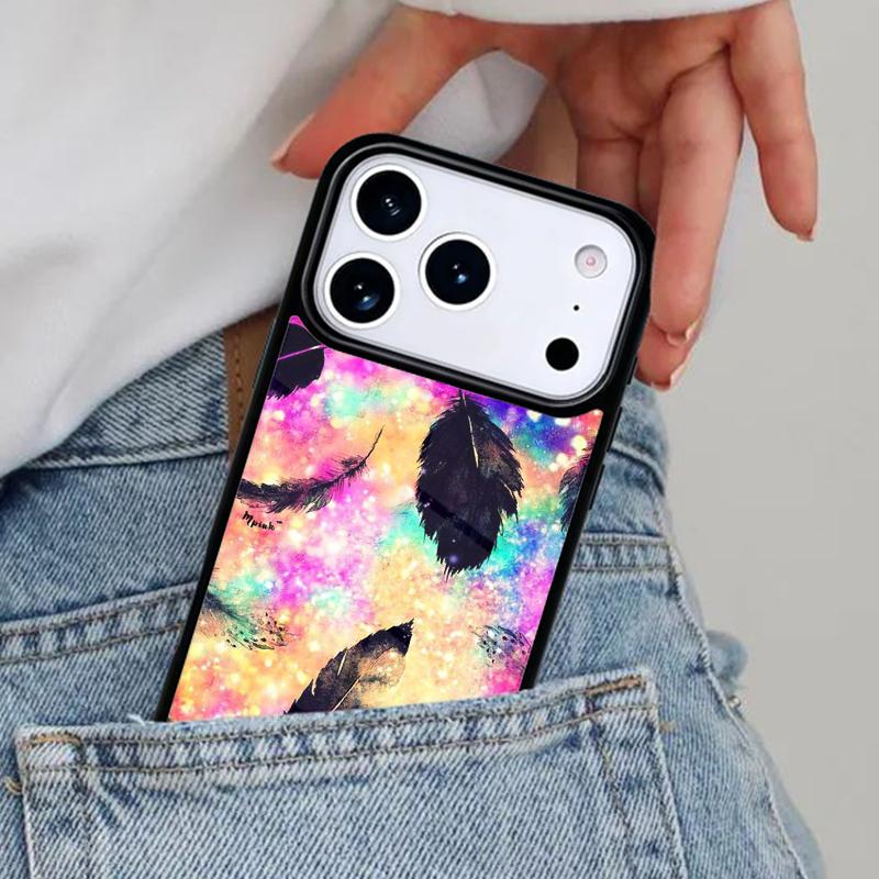 Feather Phone Case for iPhone 16e 15 14 13 12 17 Pro Max Plus Air 17pro Cover Coque