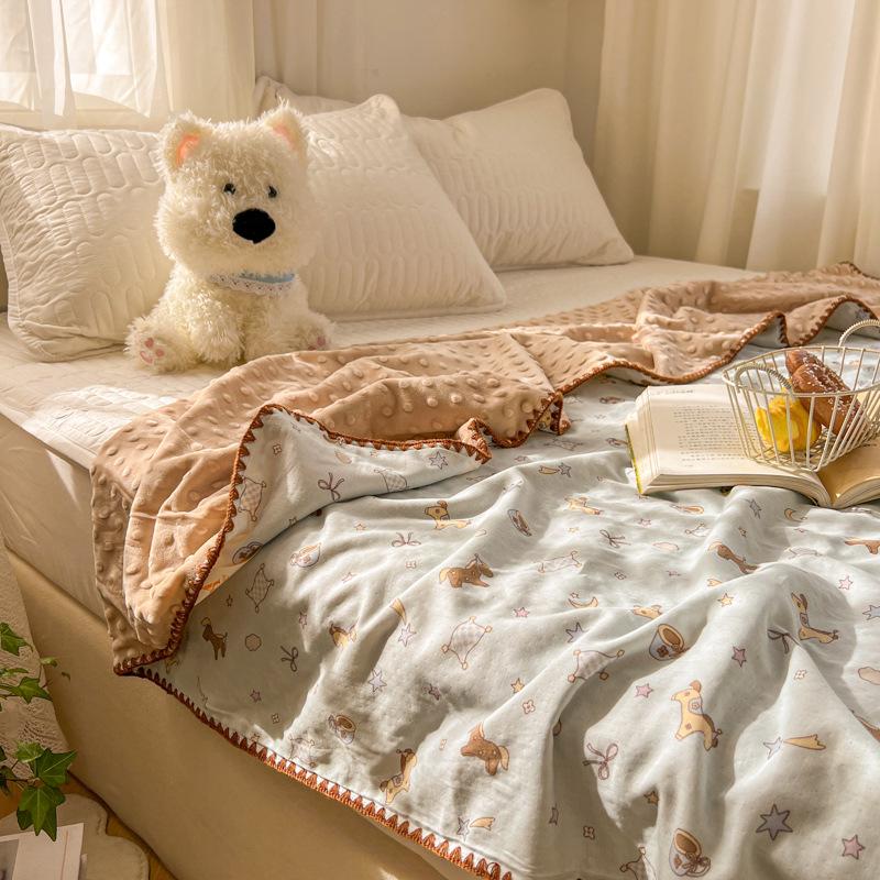 Pure Cotton Baby & Children's Gauze Fluff Blanket - Double Layer Nap/Sofa/Office Air Conditioning Quilt