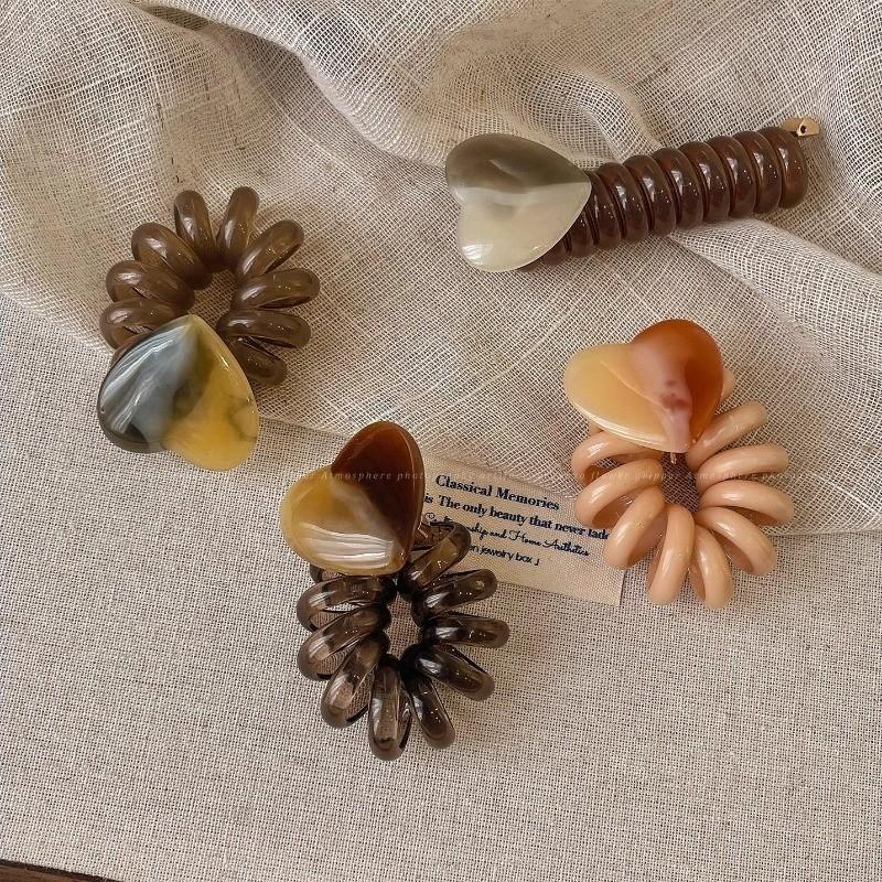 Love Telephone Wire Hair Ring Female Braided Hair High Elastic Hair Rope Simple Hair Accessories