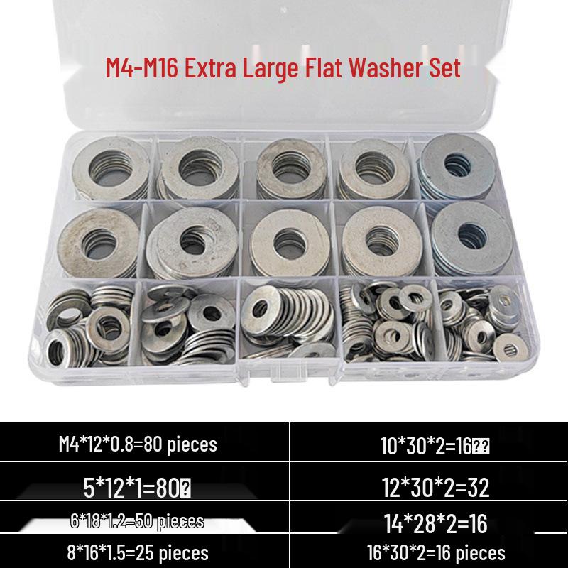 Galvanized Metal Flat Washer - Thin, Thickened, Enlarged Edge, Round, Sizes M3 to M10