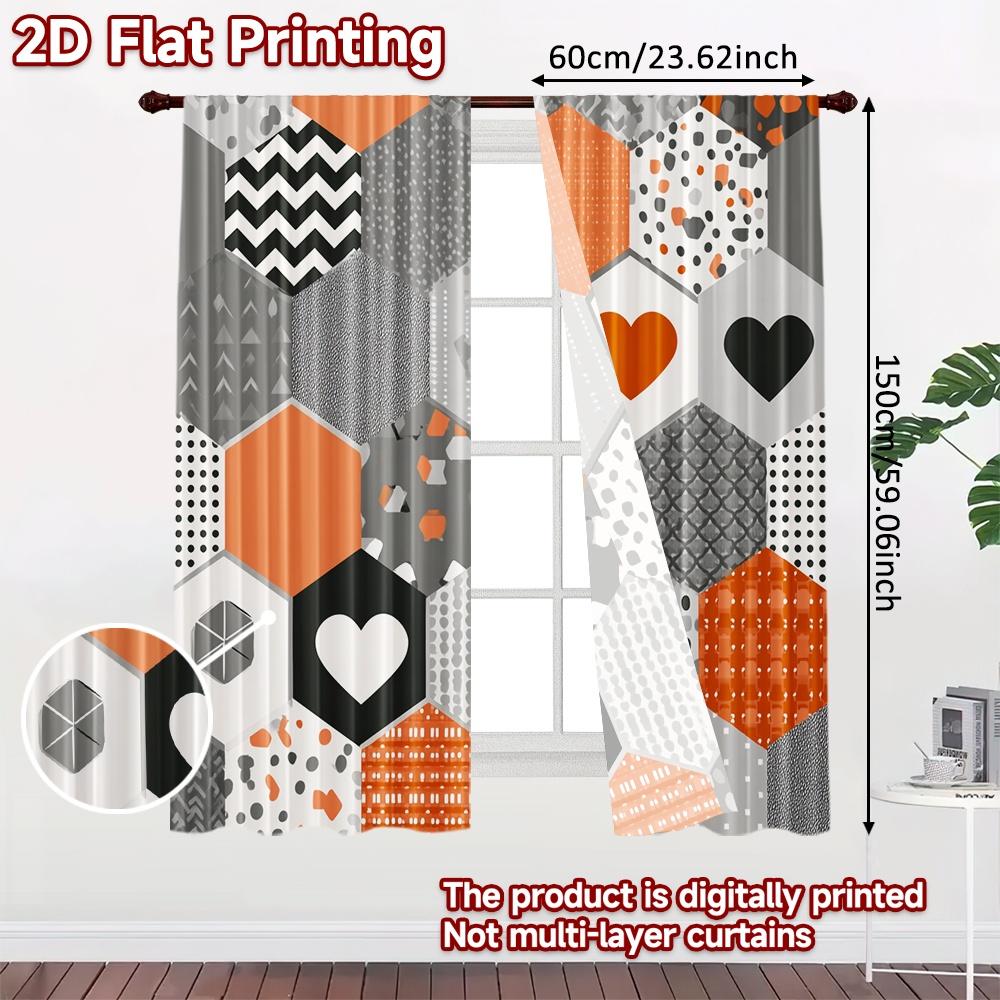 2 szt., zasłony DRUKOWANE PŁASKO 2D (Bez Roda) Zasłony świąteczne z nadrukiem cyfrowym, wzór kraty, można prać w pralce