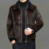 Men's High-End Mink Fur Coat - Winter Thickened Warm Lapel Jacket for Cold Protection