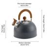 Bouilloire à sifflet, Théières pour cuisinière en acier inoxydable de qualité alimentaire avec motif bois Poignée pliable, Bouilloire à sifflet fort