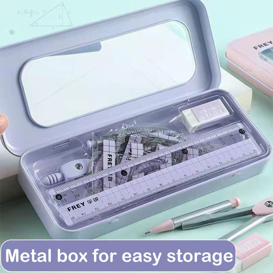 Back To School 7 Pcs/set Mathematical Rulers Set Professional Compass Ruler Multi-function Drawing Tools Students Stationery