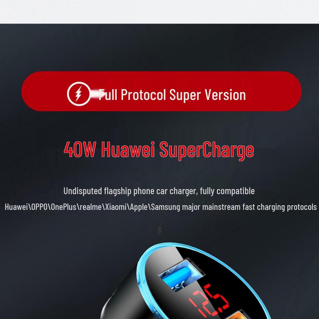 66W/40W Superschnelles Autoladegerät mit Digitalanzeige & Umgebungslicht für Huawei, Apple, Samsung