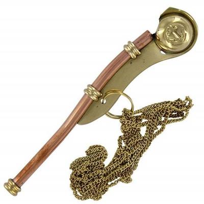 Apito de cachimbo de contramestre de latão náutico da Handicrafts Emporium com corrente