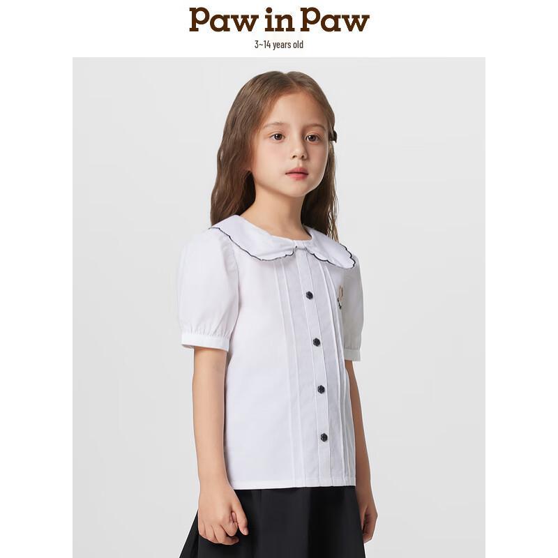 PawinPaw Girls' Cartoon Bear Short Sleeve Shirt