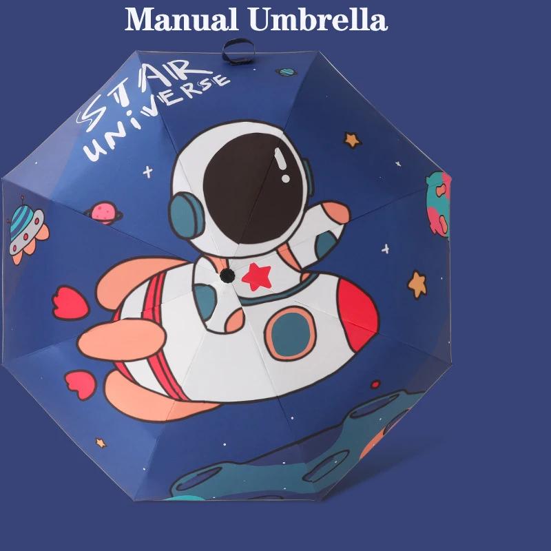 Automatic Umbrella Dinosaur Umbrella Sun Protection and Wind Edge Reflective Strip Non-springback Design Travel Folding Umbrella