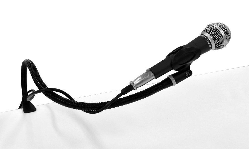 CUSTOMTRY Dynamic Microphone KC Gooseneck Fixed Tabletop Microphone Stand Set Black & (CM-2000 Black) + MDS-4/BK