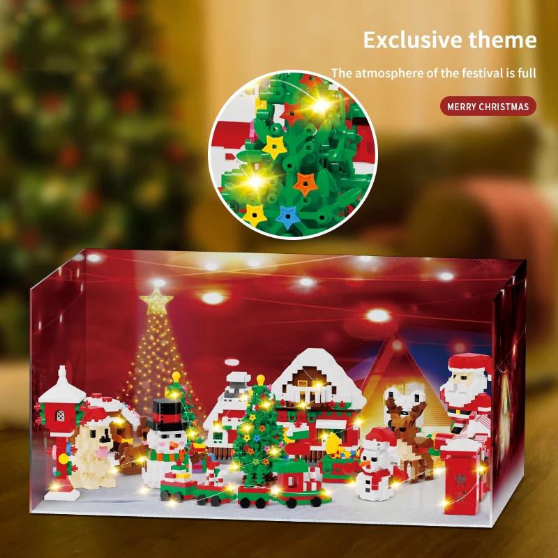 Non-Toxic 3555Pcs Christmas Theme Building Blocks Set Santa Claus Snowman Snow House Elk Christmas Tree Bricks Toys Gift For Children