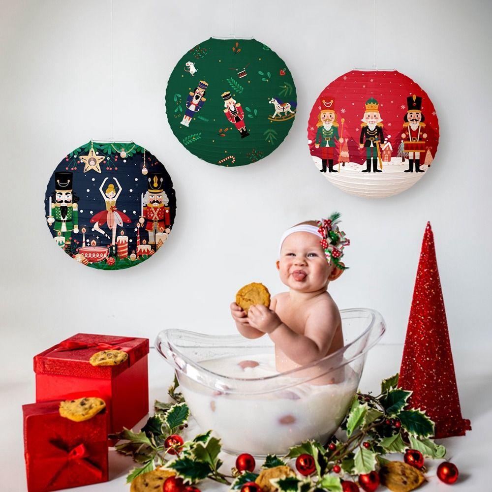 Santa Christmas Paper Lanterns Paper Hanging Lantern Cartoon Xmas Paper Ball  Christmas
