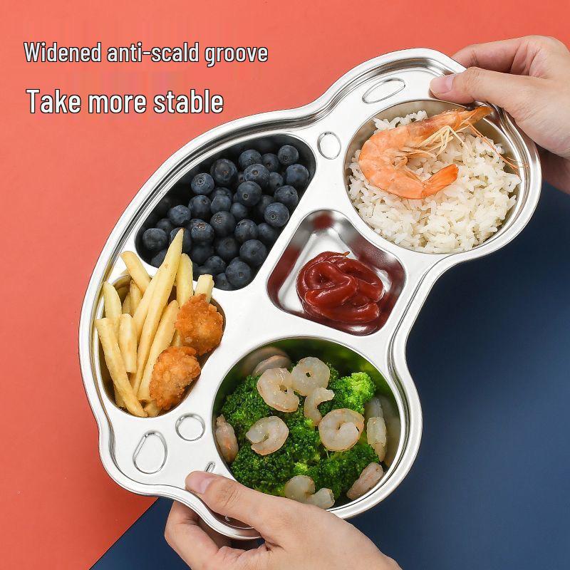 316 Stainless Steel Children's Divided Plate - Food Grade Infant Tableware for Boys & Girls