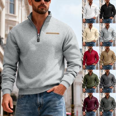 Ανδρικό Casual Και Μοντέρνο Αμερικάνικο- Fleece Ανθεκτικό Φαρδύ Φούτερ με Κουκούλα, Ανδρικό Ζεστό Μπλουζάκι Αθλητικό Μονόχρωμο με Όρθιο Γιακά και Μισό Φερμουάρ