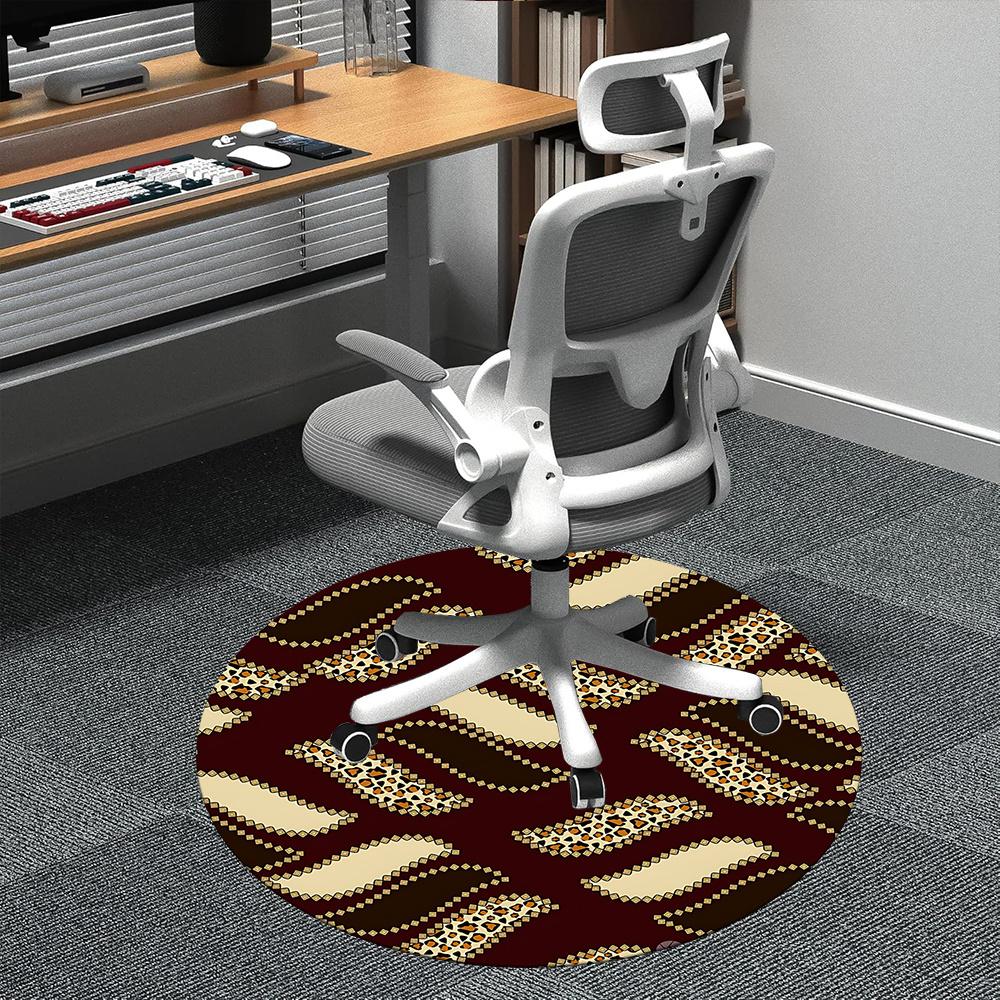 

1pc Leopard Print Animal Office Round Area Rug, Indoor Mat Suitable ForOffice, Under Office Chairs Bedroom Living Room Home Decor, Room Deco q084 80cm by 80cm