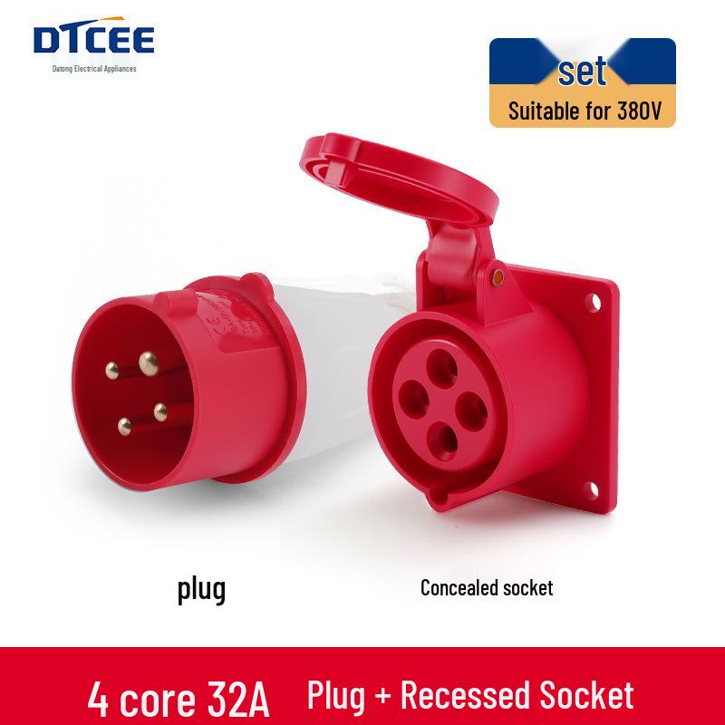 Industrial 16/32A Non-Explosion Proof Aviation Socket with 3-Core, 4-Core, 5-Core Connectors, Three-Phase, Four-Wire, 380V.