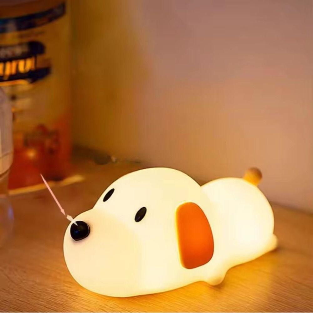 Baby Toy Silicone Papa Puppy Night Lamp USB Rechargeable Dimmable Puppy Night Light Cute Touch Sensor Animal Lamp Bedside