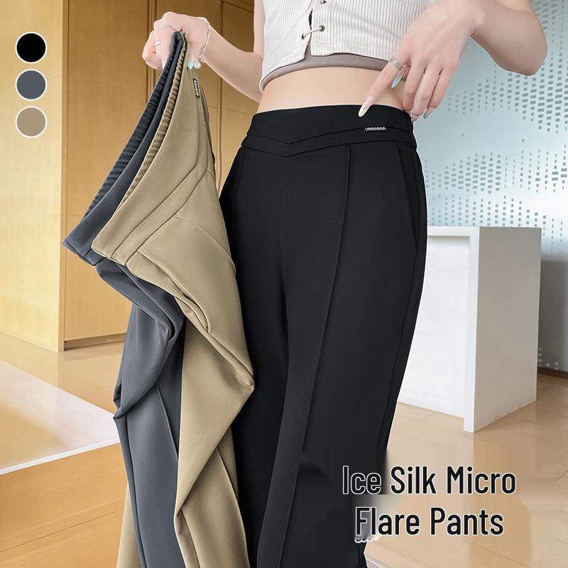 

Ice Silk Micro-Flared Wide-Leg Women s Pants - Summer 2025 Collection, Casual Slit, Thin Drape Design. XL (52-57 kg)
