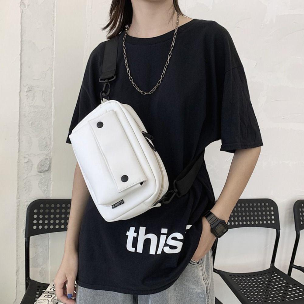 Large Capacity Square Message Bag Causal Sports Shoulder Bag Fashion PU Crossbody Bag  Unisex