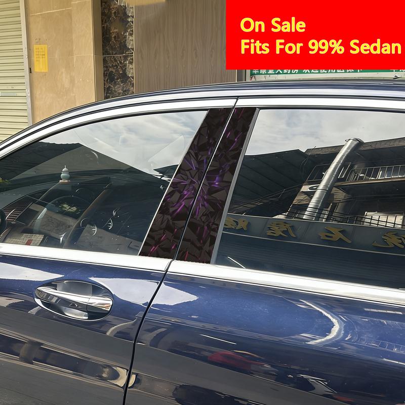 2Pcs Universal Car B Pillar Sticker Purple Pink Neon Geometric Vinyl Decal Waterproof Anti-Scratch Door Column Protector