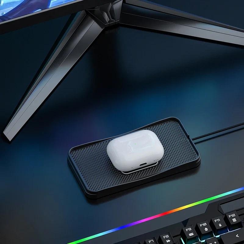 Carregador Sem Fio QI 15W para Carro Almofada Antiderrapante de Silicone Suporte Almofada de Carregamento Sem Fio para Huawei iPhone 15 Samsung S20 Modificação de Suporte