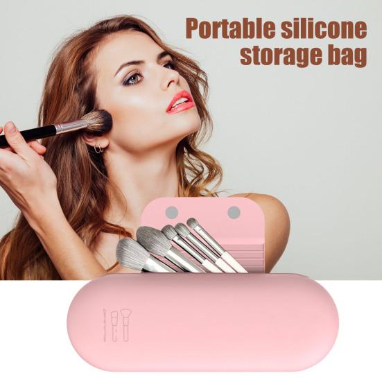 Silicone Makeup Brush Holder Storage Bag Large Capacity Portable Cosmetic Brush Holder with Magnetic Closure