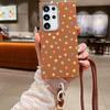 Crossbody Lanyard Case For Samsung Galaxy S24 FE S25 S22 S23 Ultra A55 A53 A54 A15 A16 A25 A56 5G Small Flowers Soft Phone Cover