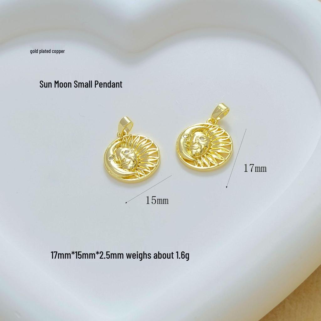 European & American Gold-Plated Moon Star Copper Pendant Necklace for Women