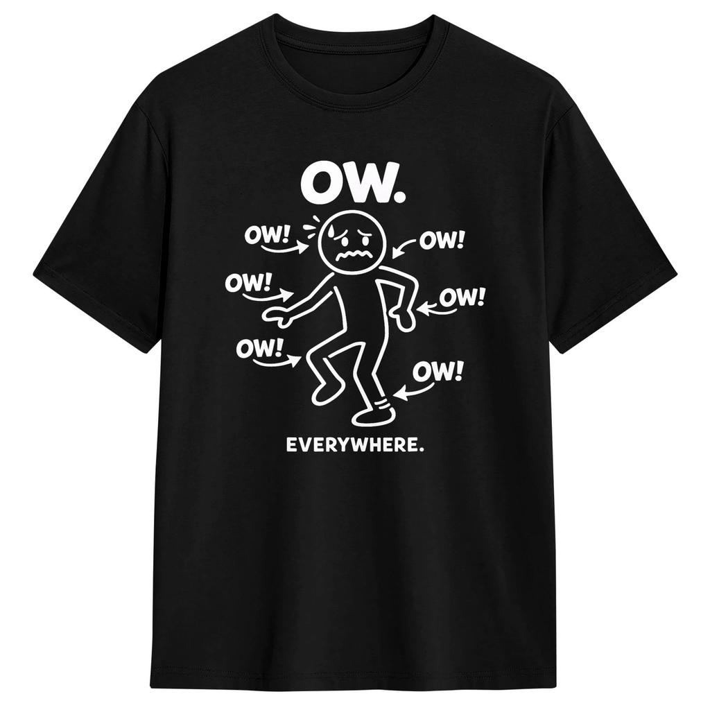 Unisex Unisex T Shirt Ow Ow Ow Funny Chronic Pain Awareness Comedy Stick Character TShirts Harajuku Summer Tees Cotton Clothing