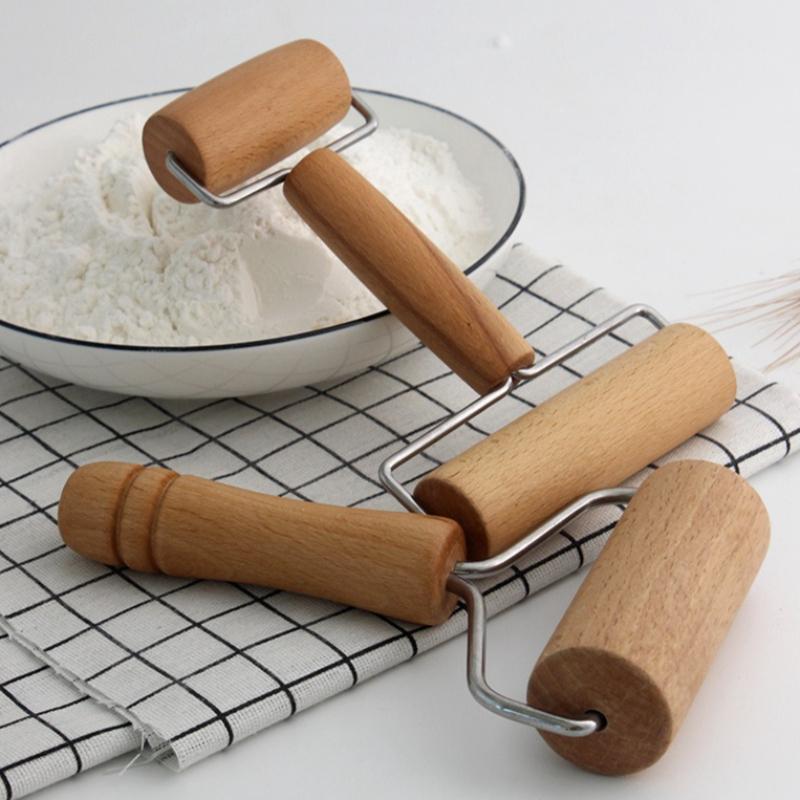 1 Stück Nudelholz mit Doppelkopf Teig- und Pizza-Bäckerrolle Holz-Nudelholz Backen Zerkleinern Nüsse Cracker Kekse Küchenutensilien