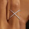 Huitan Simple Cross Design Ring for Women Stylish Daily Party CopperColor Accessories with Shiny CZ Low-Key Lady Finger Jewelry