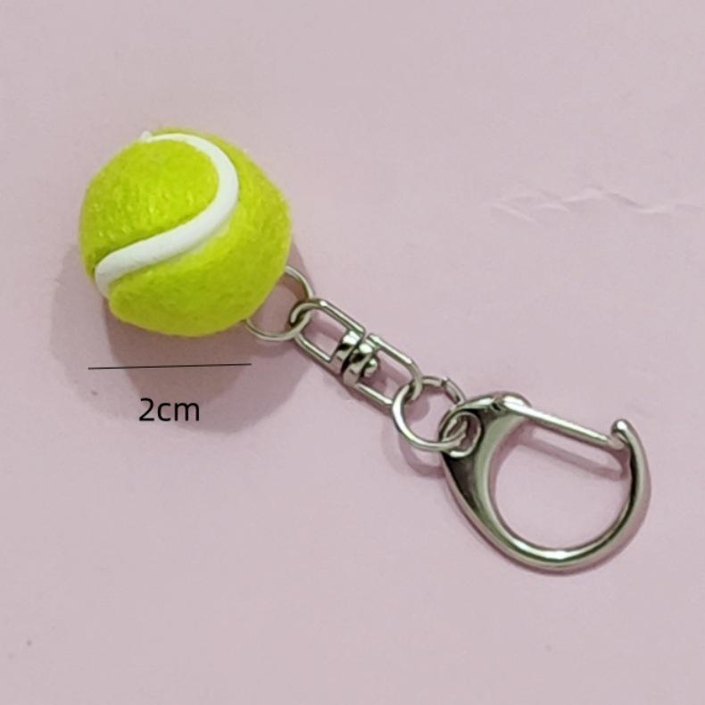 Cute Tennis Ball Keychains 3.8cm Green Tennis Ball Sport Style Keychain Schoolbag Pendant Gift for Friends