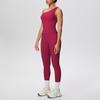 Set Sport fără Cusături cu un Umăr și Pantaloni de Yoga Nude cu Talie Înaltă și Buzunare
