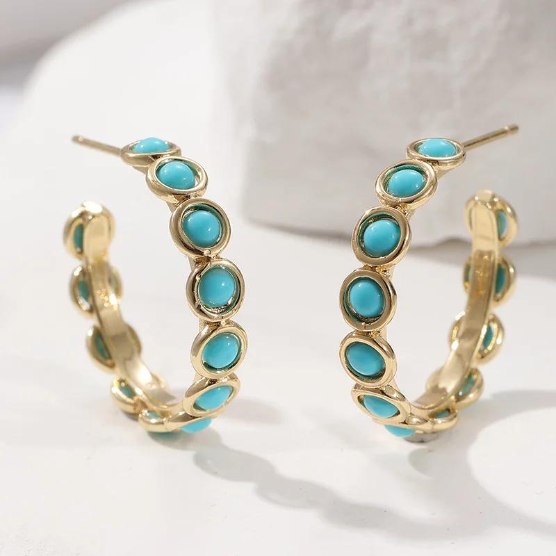 Vintage Złote Pozłacane Kolczyki Koła w Stylu Bohemian dla Kobiet Wszechstronne Akcesoria Biżuteryjne na Wakacje