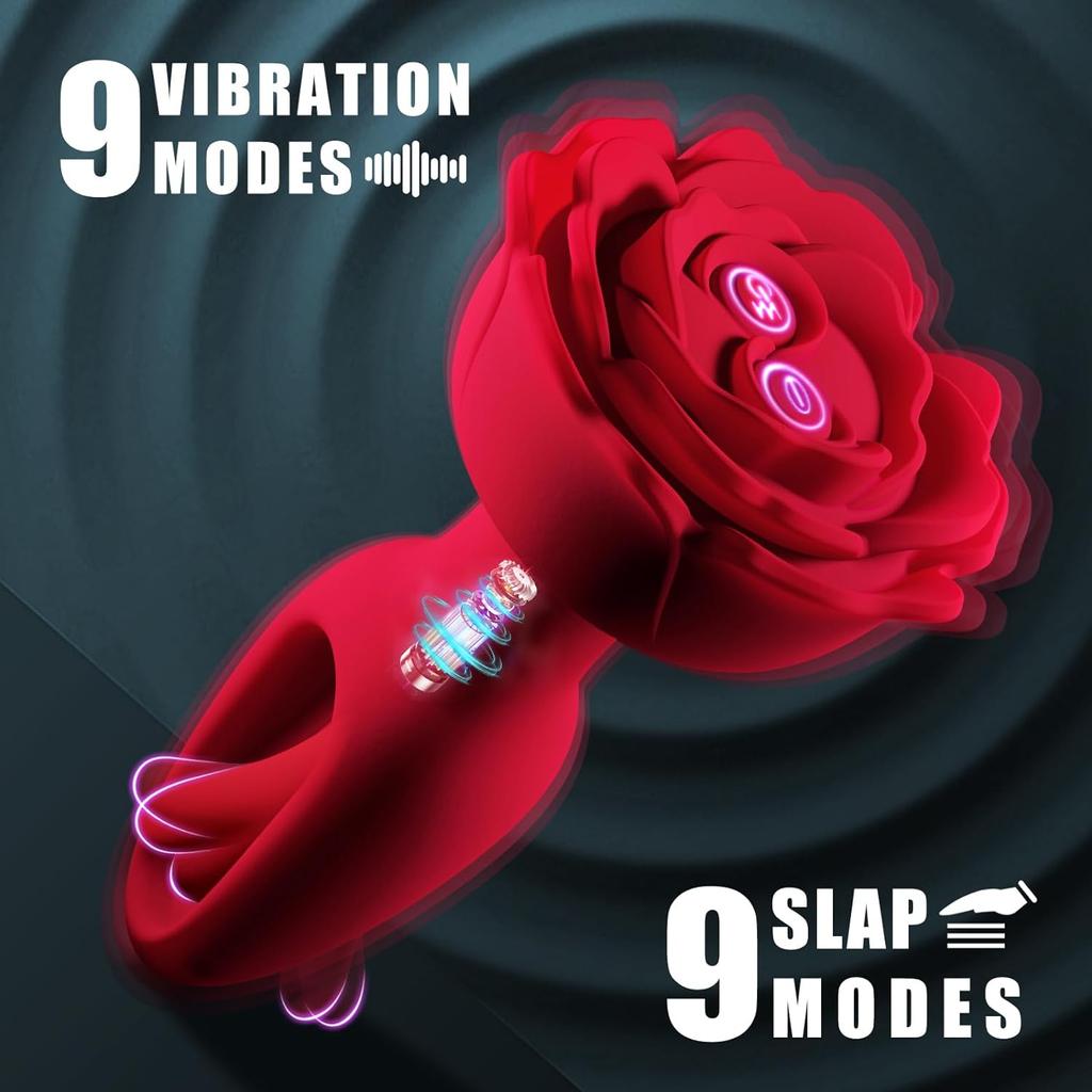 3 In 1 Rose Atrium Plug Vibrator with Vibration and Slap Modes Male Female Sex Machine Remote Control Atrium Masturbator Adult Toys
