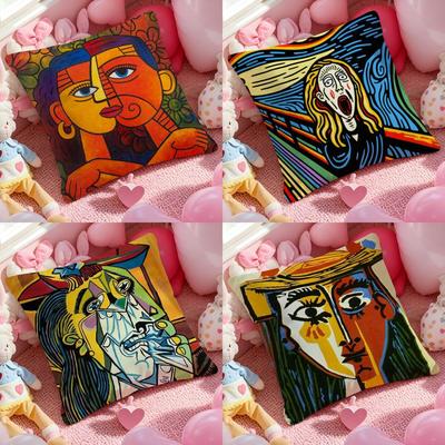 Amerikanische Kunst P-Picasso Kissenbezug Weicher Plüschstoff Beidseitig Bedruckter Kissenbezug Warmer Winter Sofakissenbezug