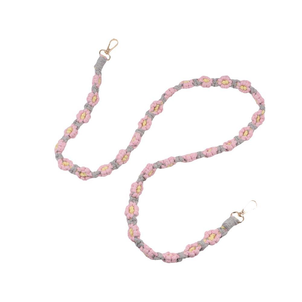 Boho Floral Bohemian Key Fob Strap Cute Mobile Phone Charm Daisy Flower Macrame Keychain Purse