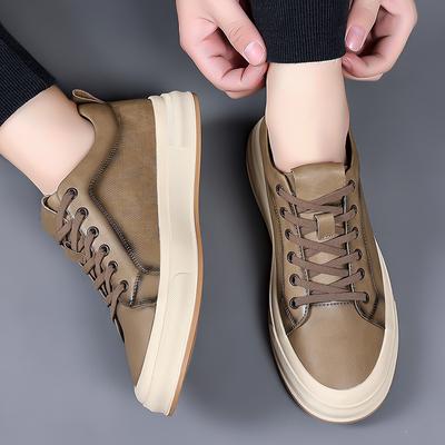 Men Khaki/black/white Lace Up Casual Shoes Summer Men Breathable Board Shoes Soft Mens Vulcanized Shoes Outdoor Walking Sneakers