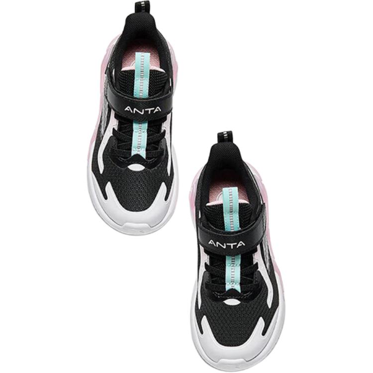 Anta Kids Bow Speed Trendy Sports Non-Slip Durable Low-Top Running Shoes Kids Sneaker Black White A22449969-2