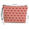 Korean Cherry Plaid Cosmetic Bag Large Capacity Stationery Bag Travel Toiletry Bags Portable Multifunctional Storage Pouch
