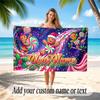 Christmas Theme Quick Dry Beach Towel Custom Name Text Print Large Sand Resistant Towel Beach Vacation